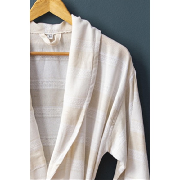 Bohemian Turkish Towel Robe Cotton Linen Beige - Picture 2 of 3
